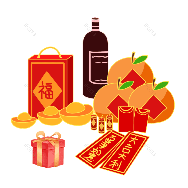 春节图片,插画元素,过年PNG,水果免抠素材